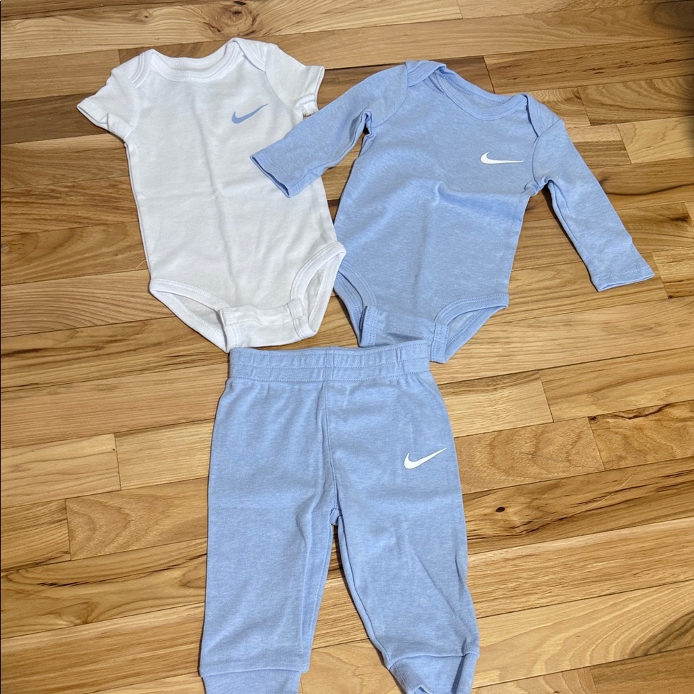Nike Blue and White Baby Bodysuit Set